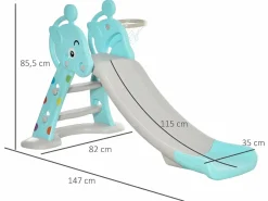 Tobogán infantil azul, gris 147x82x85,5 cm^Homcom Discount