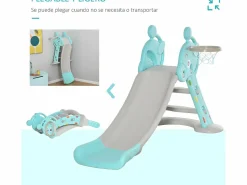 Tobogán infantil azul, gris 147x82x85,5 cm^Homcom Discount
