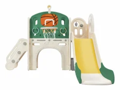Hauss Spole Tobogán|Tobogán infantil combinado con aro de baloncesto y escalera -
