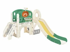 Hauss Spole Tobogán|Tobogán infantil combinado con aro de baloncesto y escalera -