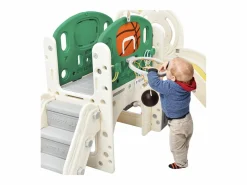 Hauss Spole Tobogán|Tobogán infantil combinado con aro de baloncesto y escalera -