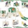Tobogán|Tobogán para niños, parque infantil interior y exterior, con aro de baloncesto, tobogán y zona de escalada, color verde