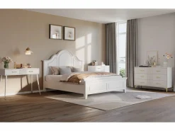 Merax Tocador - 100 x 40 x 76 cm - Escritorio con 2 cajones - Patas metálicas - MDF - (sin espejo) Blanco Online