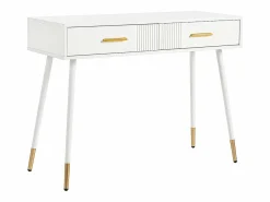 Merax Tocador - 100 x 40 x 76 cm - Escritorio con 2 cajones - Patas metálicas - MDF - (sin espejo) Blanco Online