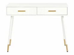 Merax Tocador - 100 x 40 x 76 cm - Escritorio con 2 cajones - Patas metálicas - MDF - (sin espejo) Blanco Online