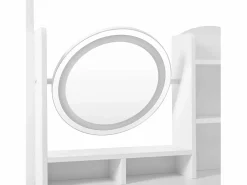 Tocador con espejo LED, espejo de cuerpo entero, 4 cajones de almacenamiento - taburete incluido^OKWISH Best
