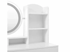 Tocador con espejo LED, espejo de cuerpo entero, 4 cajones de almacenamiento - taburete incluido^OKWISH Best