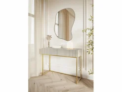 SELSEY Tocador con dos cajones y patas de metal dorado - 110 cm - taupe (-beige) - VELDIO Gris Online