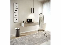SELSEY Tocador|Tocador con escritorio y 2 cajones -120 cm -greige -BEMMI