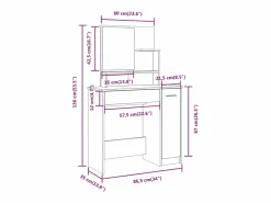 vidaxl Tocador con espejo brillante 86,5x35x136 cm Blanco Online