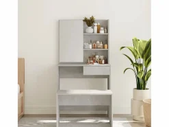 Tocador con espejo color hormigón 74,5x40x141 cm ES143730 Gris Best