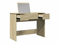 Tocador con espejo color roble Sonoma 100x45x76 cm ES486527 Marru00f3n Discount