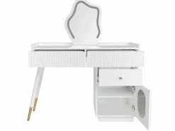Tocador con espejo LED - 100 x 40 x 75 cm - con 3 cajones + 1 puerta - sin taburete - aglomerado -^Merax Online