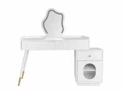 Tocador con espejo LED - 100 x 40 x 75 cm - con 3 cajones + 1 puerta - sin taburete - aglomerado -^Merax Online