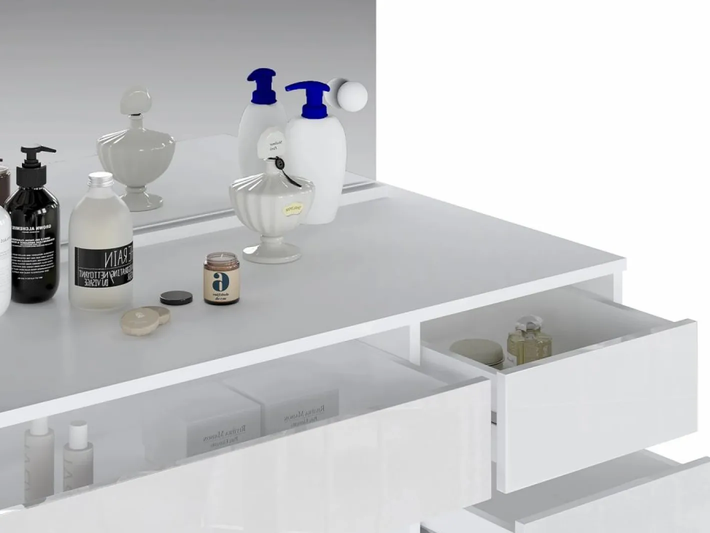 Tocador con espejo LED 5 cajones color brillante - JENEMI^Vente-unique Clearance