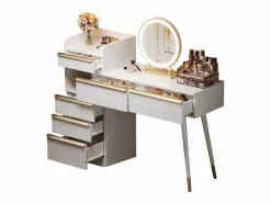 ModernLuxe Tocador|Tocador con iluminación LED 100 x 41,5 x 102 cm - con 6 cajones - tablero extensible -