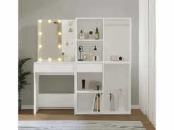 vidaxl Tocador|Tocador con LED y 2 armarios madera contrachapada