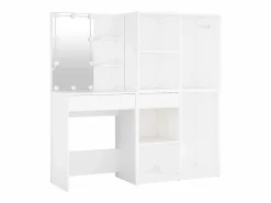 vidaxl Tocador|Tocador con LED y 2 armarios madera contrachapada