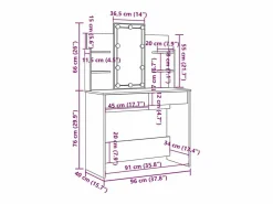vidaxl Tocador con luces LED 96x40x142 cm Blanco