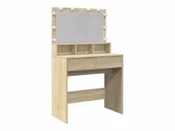 Tocador con luces LED color roble Sonoma 80x41x134,5 cm ES827476 Marru00f3n Best