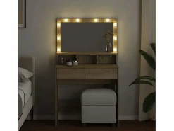 Tocador con luces LED color roble Sonoma 80x41x134,5 cm ES827476 Marru00f3n Best