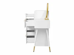 Merax Tocador con tablero extensible - 100 x 41,5 x 102 cm - con 6 cajones + espejo LED - aglomerado - Blanco New