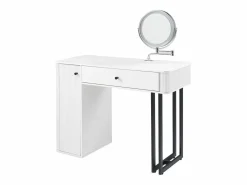 OKWISH Tocador|Tocador de dormitorio con espejo LED, 1 cajón y 1 puerta de armario texturizada -