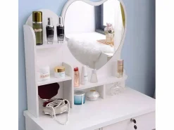 Tocador de maquillaje con espejo de corazón taburete dormitorio Clara^LLB Online