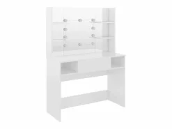 Tocador de maquillaje luces LED MDF brillo 100x40x135 cm ES583915^ New