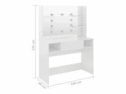 vidaxl Tocador|Tocador de maquillaje luces LED MDF brillo 100x40x135 cm