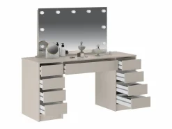 Vente-unique Tocador|Tocador doble con espejo con LEDs y 9 cajones en color - JENEMI