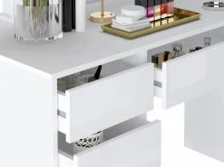Tocador doble con espejo con LEDs y 9 cajones en color blaco brillante - JENEMI^Vente-unique Discount