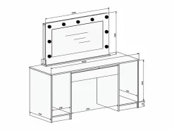 Tocador doble con espejo con LEDs y 9 cajones en color blaco brillante - JENEMI^Vente-unique Discount