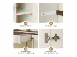 DripeX Tocador, Espejo LED Grande con Brillo Ajustable, 1 Cajón y 2 Puertas, 2 Tomas AC y 2 Puertos USB, Marrón Chocolate, 110x40x135cm Marru00f3n chocolate