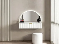 Vente-unique Tocador flotante con espejo y LEDs y 1 cajón en - FRALYN de Pascal Morabito Blanco Outlet