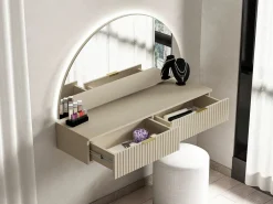 Vente-unique Tocador flotante con espejo y LEDs y 2 cajones - FRALYN de Pascal Morabito Beige Outlet