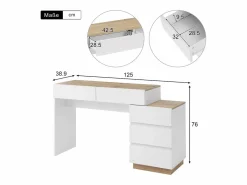 ModernLuxe Tocador moderno con 5 cajones - tablero de partículas - Blanco New