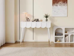 Merax Tocador|Tocador moderno con 2 cajones - 100 x 40 x 76 cm - patas de metal - MDF + aglomerado -