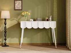 Merax Tocador|Tocador moderno con 2 cajones - 100 x 40 x 76 cm - patas de metal - MDF + aglomerado -