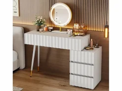 Tocador moderno con espejo LED - con 3 cajones - 100 x 40 x 127 cm -^Hauss Spole Best