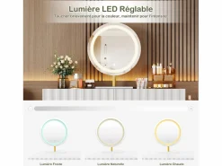 Tocador moderno con espejo LED - con 3 cajones - 100 x 40 x 127 cm -^Hauss Spole Best