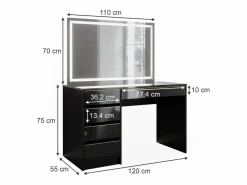 Vicco Tocador /oro 120x55x75 sherry Negro