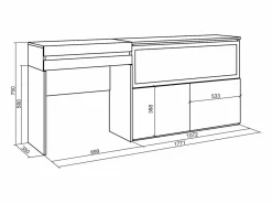 Skraut Home Tocador, 177x35x75cm, Con cajón, Chimenea eléctrica XXL, Blanco