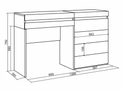 Tocador, 127x35x75cm, Con cajón, Cómoda, Cajonera, Roble^Skraut Home New
