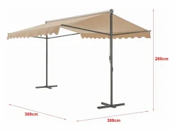 Toldo autoportante de doble vertiente 300 x 300 x 260 cm arena 03_0008293^Helloshop26 Discount