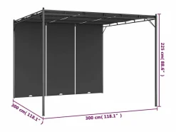 vidaxl Cenador Y Quiosco|Toldo Lof con cortina lateral antracita 2,25x3x3 m