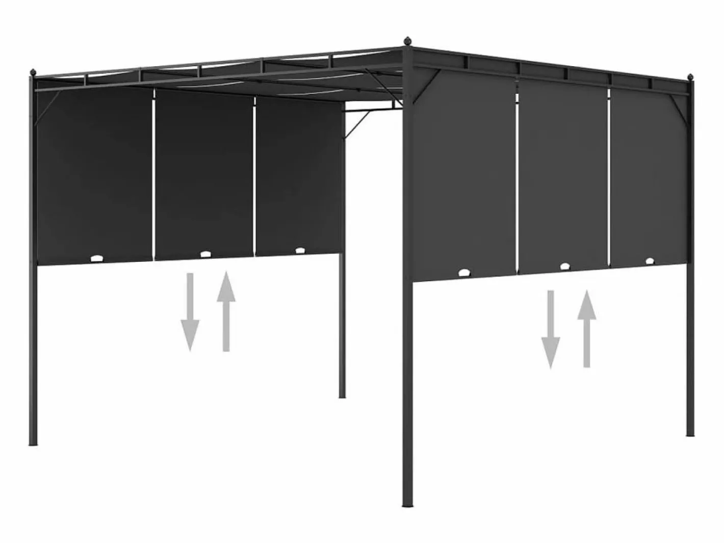 vidaxl Cenador Y Quiosco|Toldo Lof con cortina lateral antracita 2,25x3x3 m