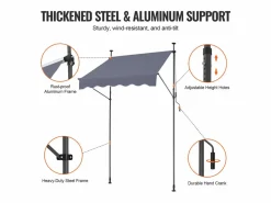 Toldo Manual Retráctil SucceBuy Para Terraza 149,86 x 119,38 cm Con Manivela Oscuro Toldo Parasol Retráctil Gris Outlet