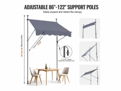 Toldo Manual Retráctil SucceBuy Para Terraza 149,86 x 119,38 cm Con Manivela Oscuro Toldo Parasol Retráctil Gris Outlet