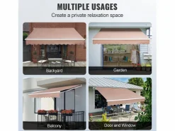 Toldo Retráctil Manual para Patio SucceBuy, 305 x 244 CM, Toldo Retráctil para Patio, Refugio Solar con Manivela^ Best
